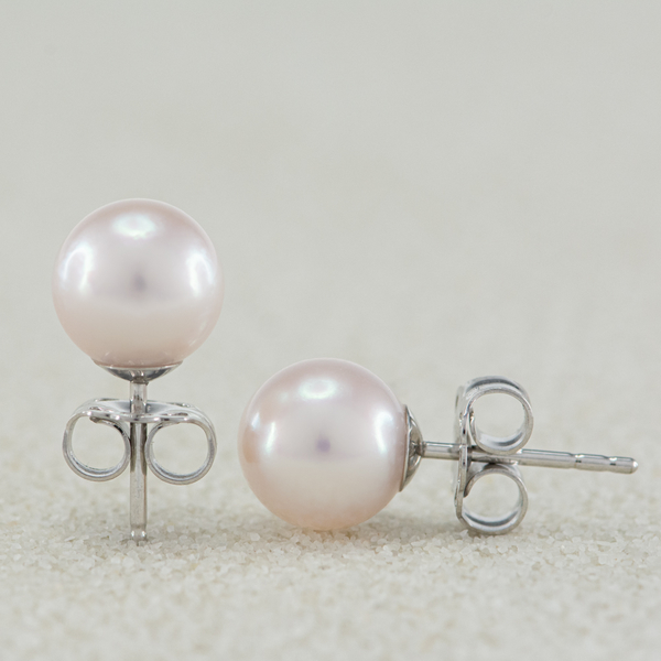 Perlové náušnice lila perla 7,5 mm