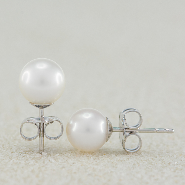 Perlové náušnice bílá perla 7,5 mm
