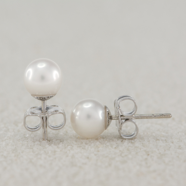 Perlové náušnice bílá perla 6,5 mm
