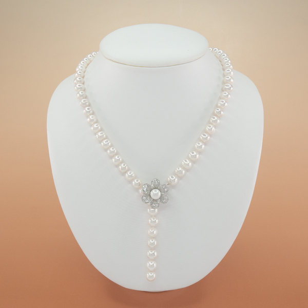 Perlový náhrdelník růžový AA+ 7 42 cm