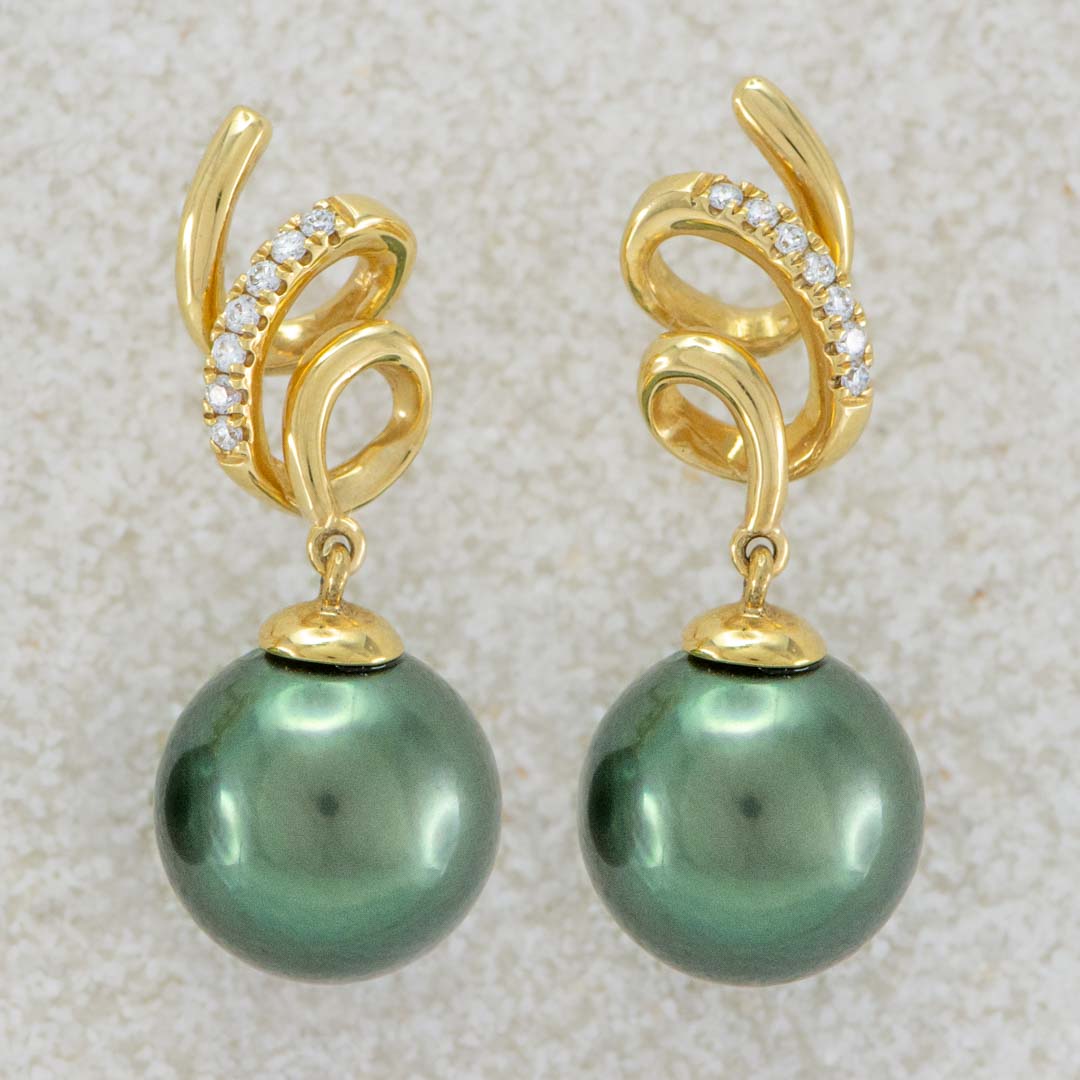 Perlové náušnice náušnice s perlou zlaté perlové náušnice Tahitské perly s diamanty